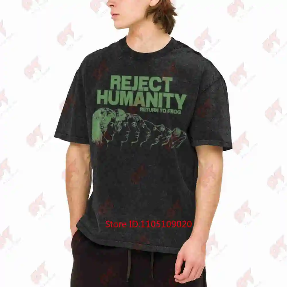 Reject Humanity Meme Weirdcore Vintage Animorphs Evolution Frogcore Vintage Washed Tee Pure Cotton T-Shirt