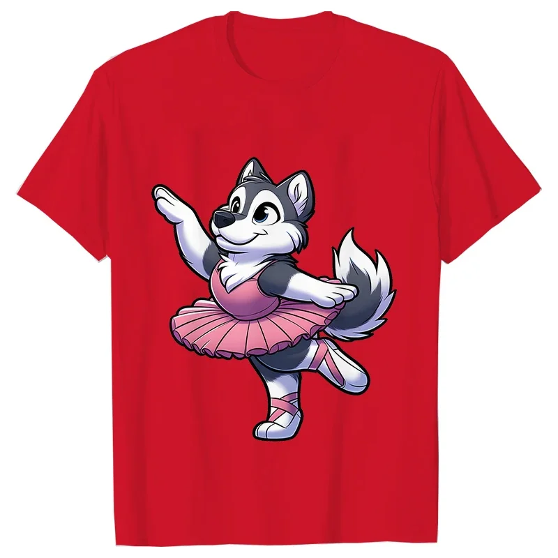 T Shirt for Women Blouse Short Sleeve Tees Harujuku Ulzzang Summer Y2k Tops Female Aesthetic Clothing Dancing Husky Dog Lover