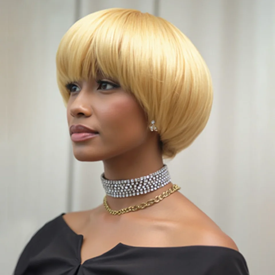 

Мисс Рола 12А Бразильский 613 # Светлые парики с стрижкой пикси, цельный машинный парик с короткими волнистыми волосами на пальцах, 100% человеческие волосы, парик из волос Реми