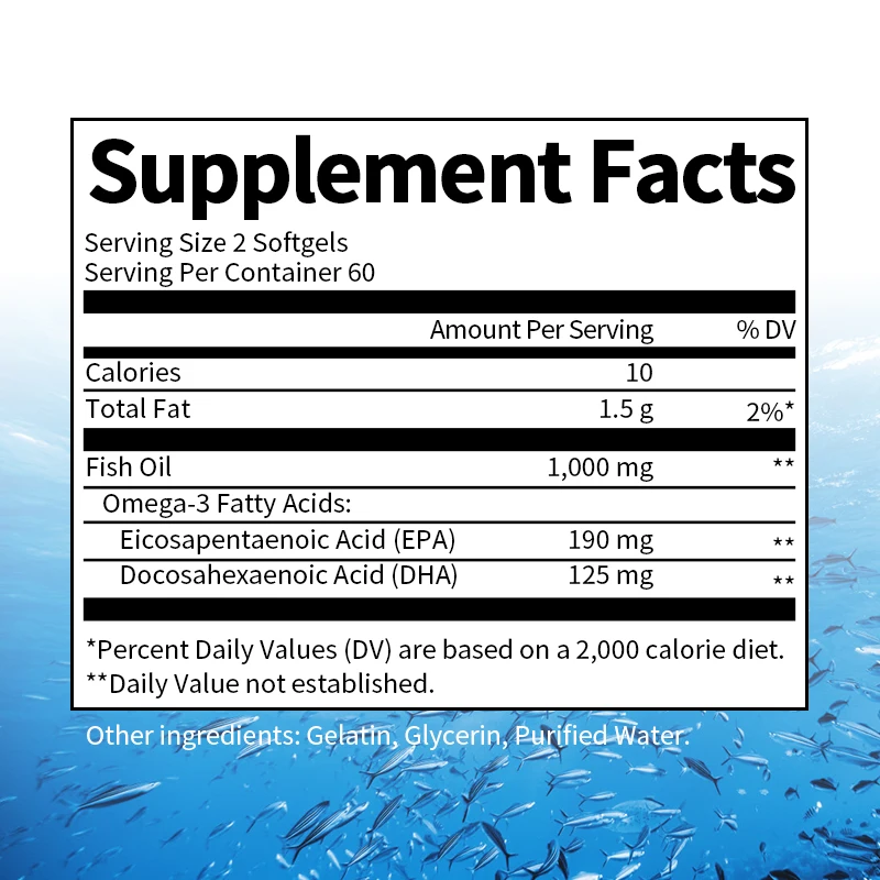 BBEEAAUU Omega 3 Fish Oil Capsule Unsaturated Fatty Acids Brain Health Development Focus &Memory Heart and Cardiovascular Health