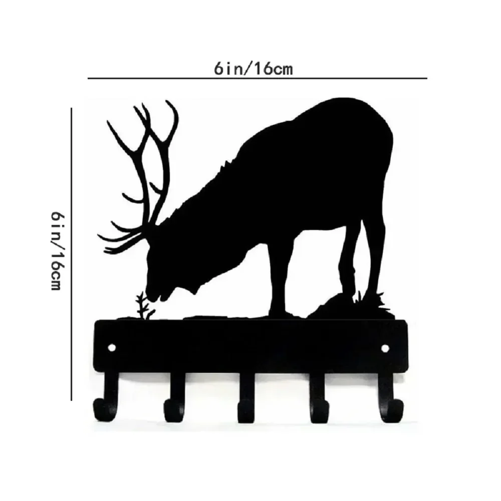 Elk Bull Wall-Mounted Hooked Key Rack Pendant Wall Art Home Decor. Superb Gift for Wildlife Admirers