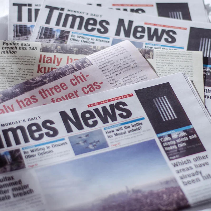 INS 포즈 영어 신문 사진 소품, 빈티지 영어 포장 신문