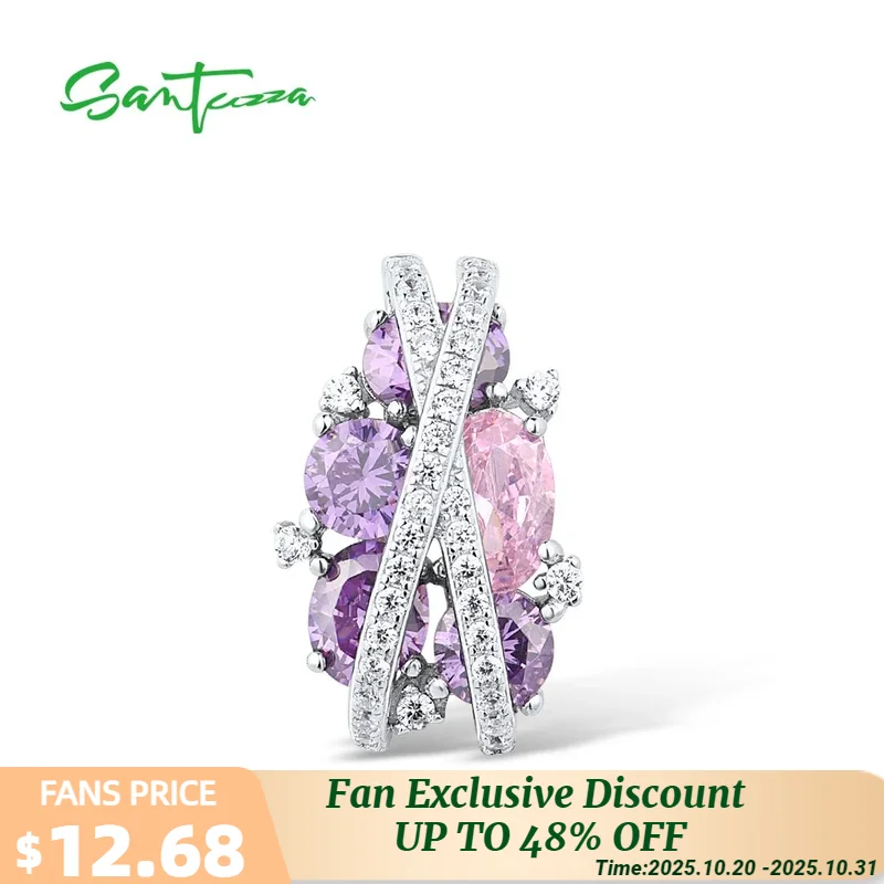 

SANTUZZA подвеска из чистого серебра 925 пробы для женщин, сверкающий розовый аметист, кубический цирконий, элегантные вечерние модные ювелирные изделия