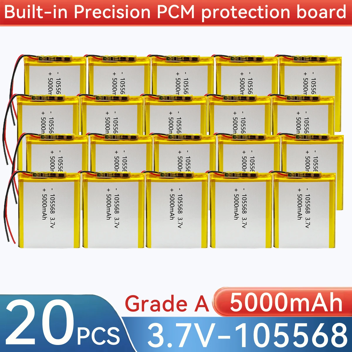 105568 3.7V 5000mAh Lithium Polymer LiPo Li-Po Rechargeable Battery for Power Bank DIY 105565 105555 955085 105570 606090