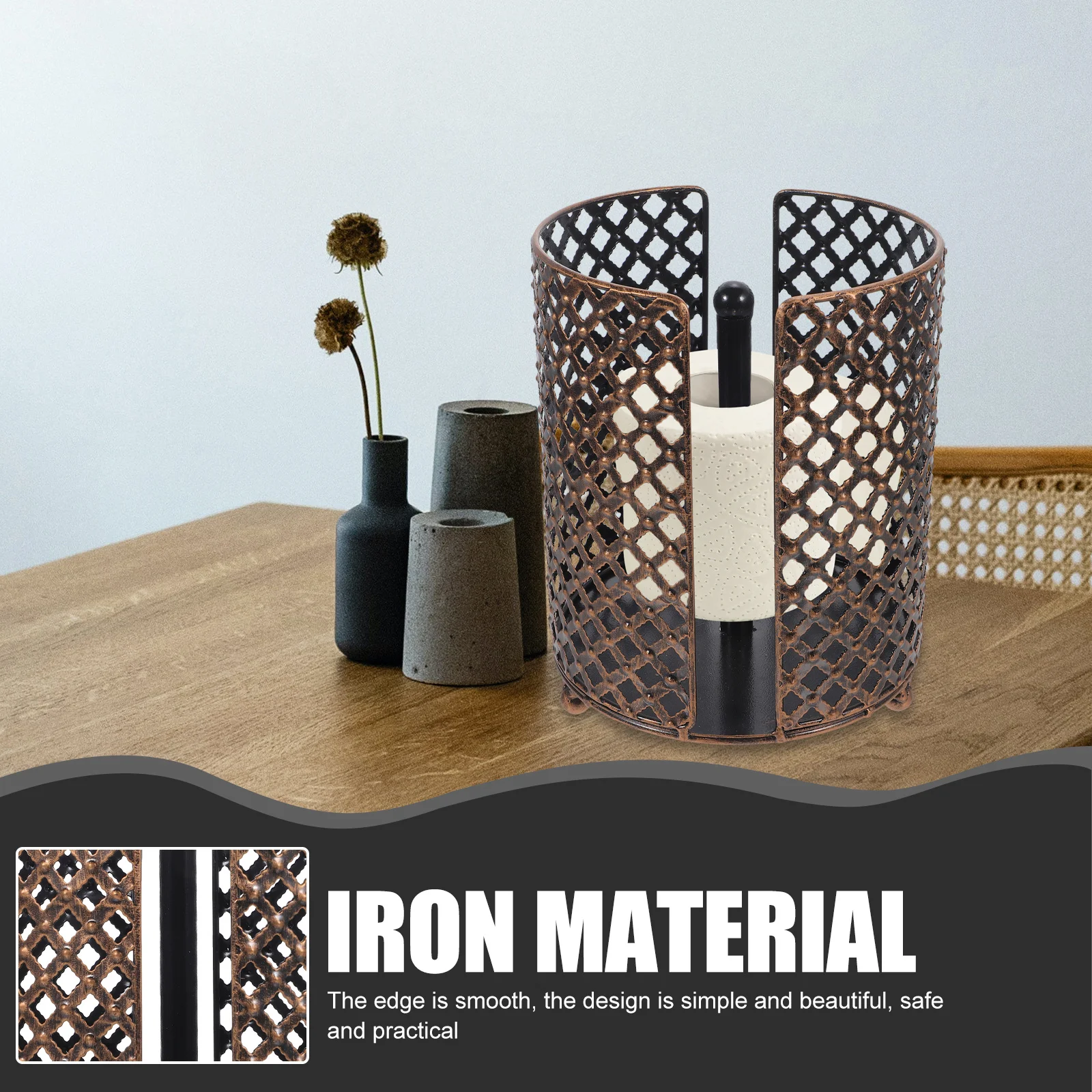 حامل الورق الملفوف للحمام على الحائط بدون حفر رف تخزين الأنسجة المعدنية للمطبخ منظم ورق المرحاض حامل عمودي #4