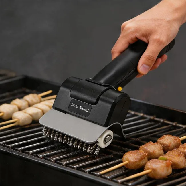 Cordless Electric Grill Brush 2000mAh Rechargeable Stainless Steel BBQ Brush Outdoor Barbecue Grill Brush Fabric Cleaner