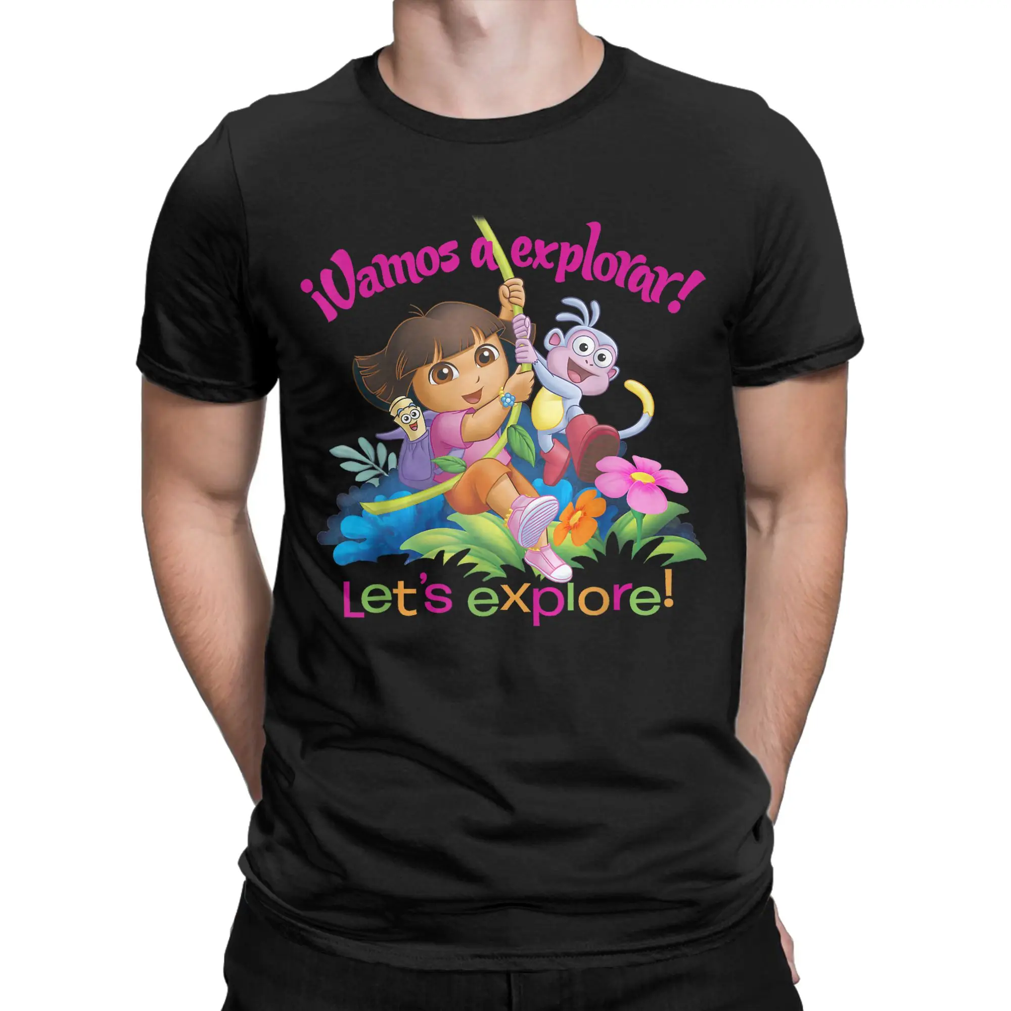 Fashion D-Doras The Explorers Vamanos A Explorar! Dora and Boots T-Shirt for Men Round Neck Short Sleeve Tee Shirt Clothes