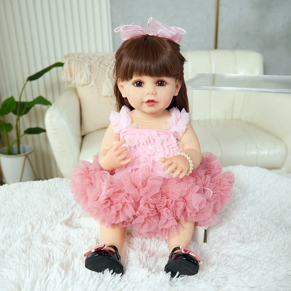 20in 55cm Reborn Baby Doll Girls Realistic Full Vinyl Bridal Gift Dolls Toddler Children Toys Real Doll Lifelike Handmade DIY