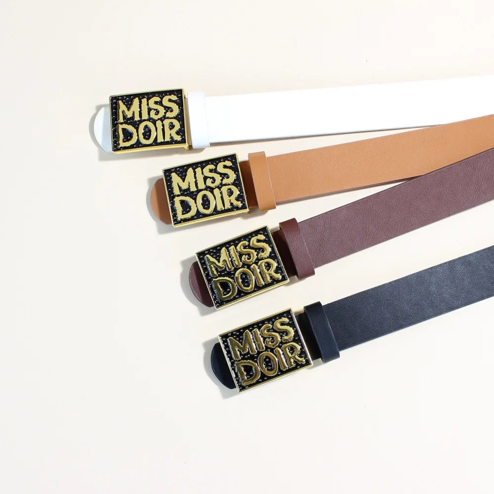 Korea Minority Belt Ladies Letter Belt Europe and the United States minority fashion dress belt 2.8 cm smooth buckle belt