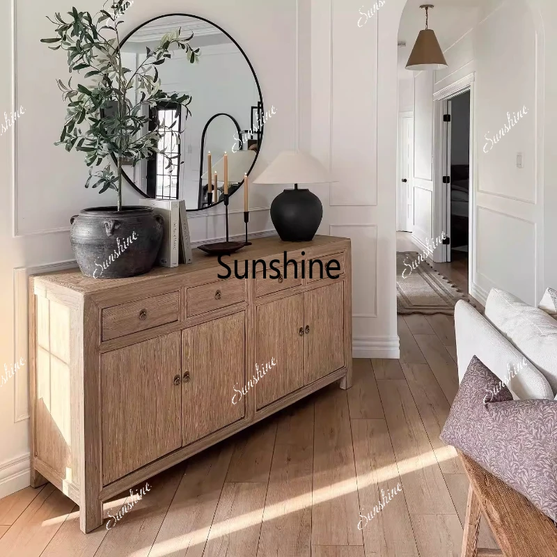 

American vintage solid wood sideboard, French simple storage, living room, bedroom, home use