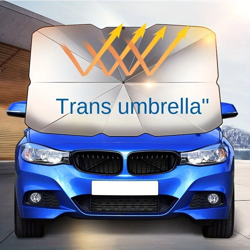 Summer car sunshade Retractable umbrella-like front windshield sunshade Car sunshade Car sunshade Car heat insulation sunscreen image 3