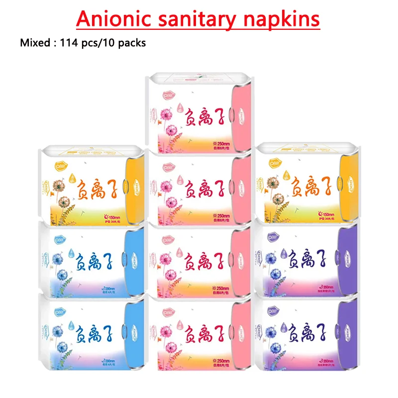 114pcs=10pack/ Anion Menstrual Pad Sanitary Towels Panty Liners For Women Health Care Feminine Hygiene Product Towels Cotton Pad