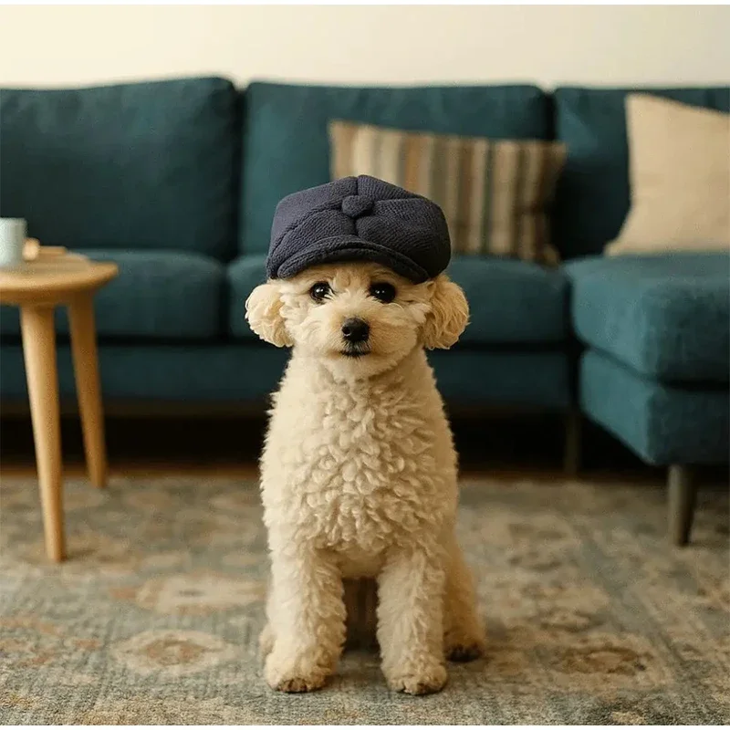 S/L Retro Newsboy-Mützen für Haustiere, Baskenmütze, Haustier-Verkleidungshut, Fotoshooting-Katzenzubehör, Welpenmütze, Kopfbedeckung für Hunde und Katzen, Geschenk – Detail 8