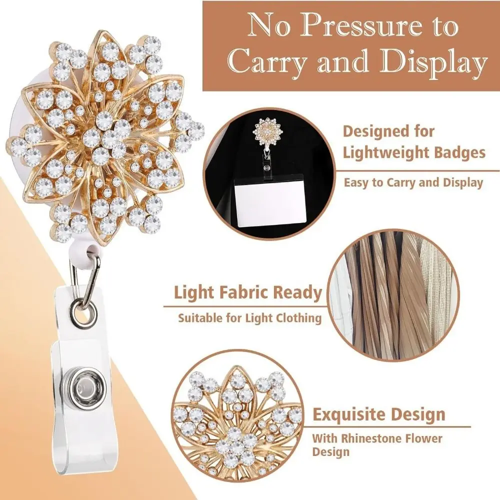 Exquisite Retractable Badge Holder DIY Durable ID Badge Clip Lightweight Name Tag Holder Office