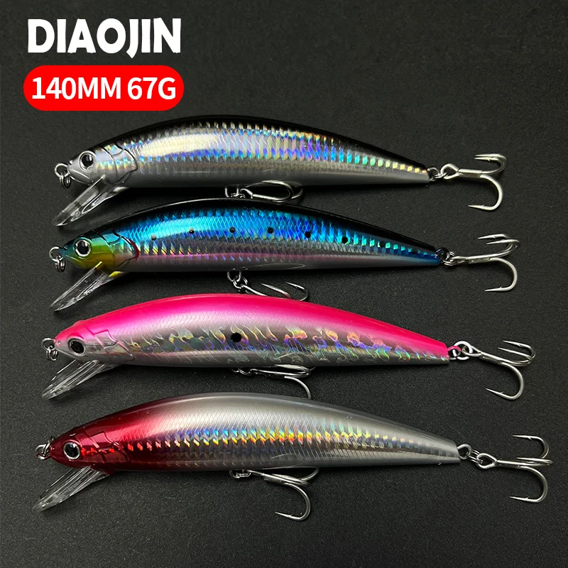 

140mm 67g Heavy Sinking Large Minnow Fishing Lures Pesca Artificial Hard Baits for Seabass Long Casting Swimbait Fish Equipment