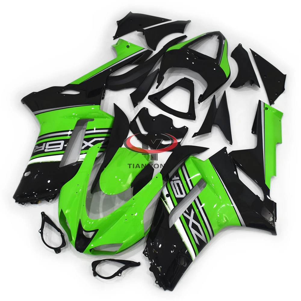 

Motorcycle Injection Customize Green black latte art Full Fairing Kit For Kawasaki ZX6R 2007 2008 636 Bodywork Cowling