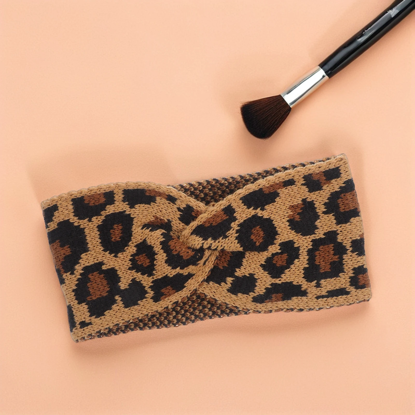 

Fashion Leopard Print Wide Knit Headband for Women Breathable Soft Hair Accessory Ideal for Parties Going Out Birthday