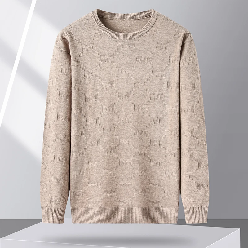 Winter New Mens jacquard weave Knitted Turtleneck Sweaters Solid Color Pullover Streetwear Warm Breathable Kint Sweater