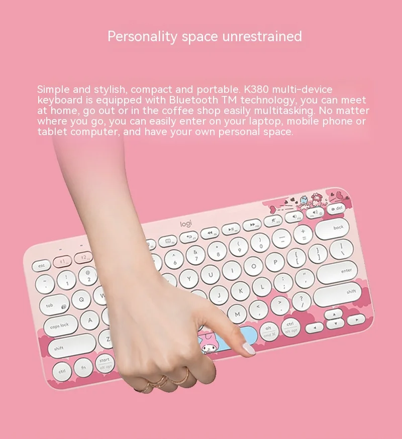 New Sanrio My Melody Logitech Wireless Bluetooth Keyboard Limited Edition Mini Slim Portable Compact Keyboard Birthday Gift