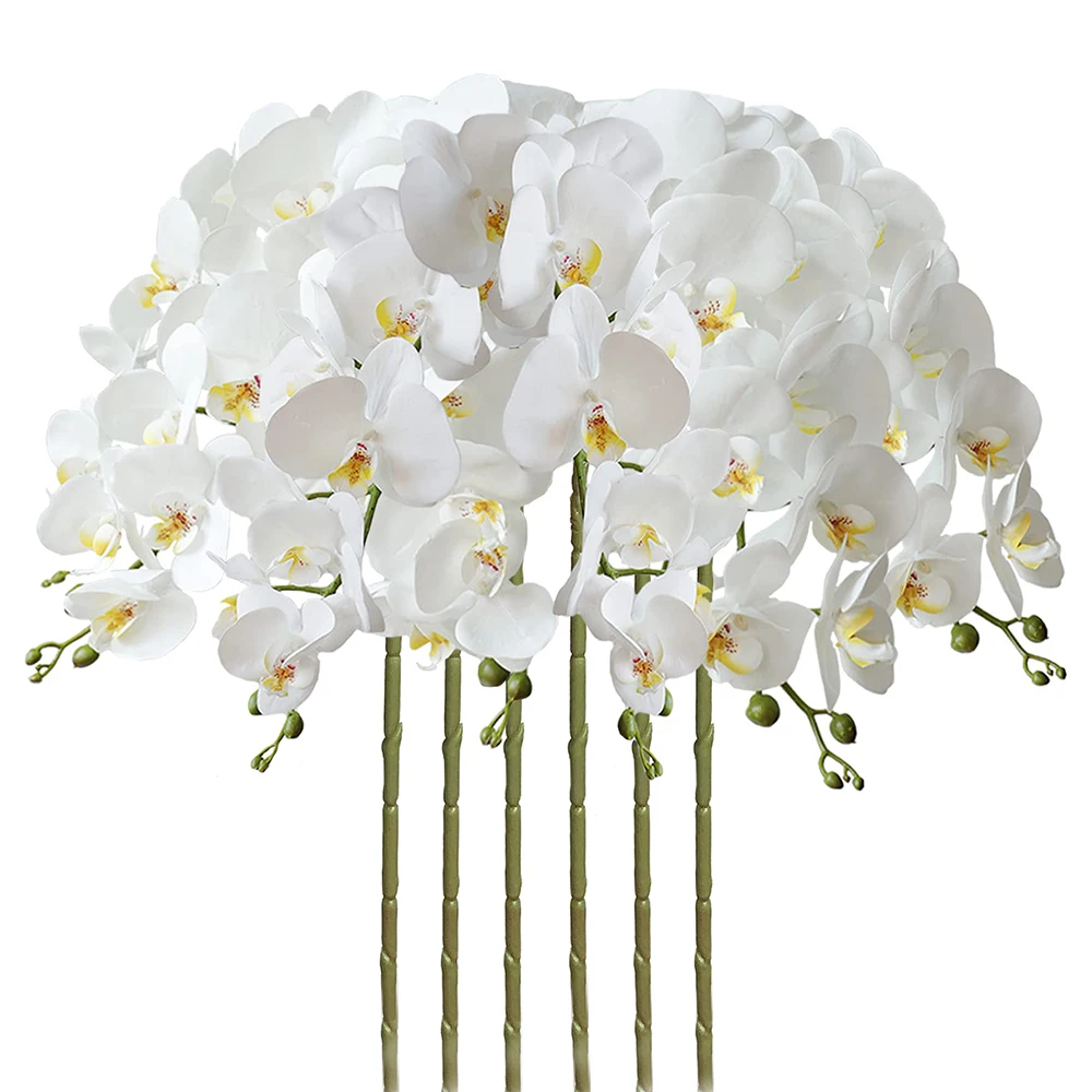 زهور الأوركيد الاصطناعية 69 سنتيمتر فالاينوبسيس الجذعية النباتات وهمية لترتيب الطاولة غرفة المنزل ديكور الحفلات محور الزفاف