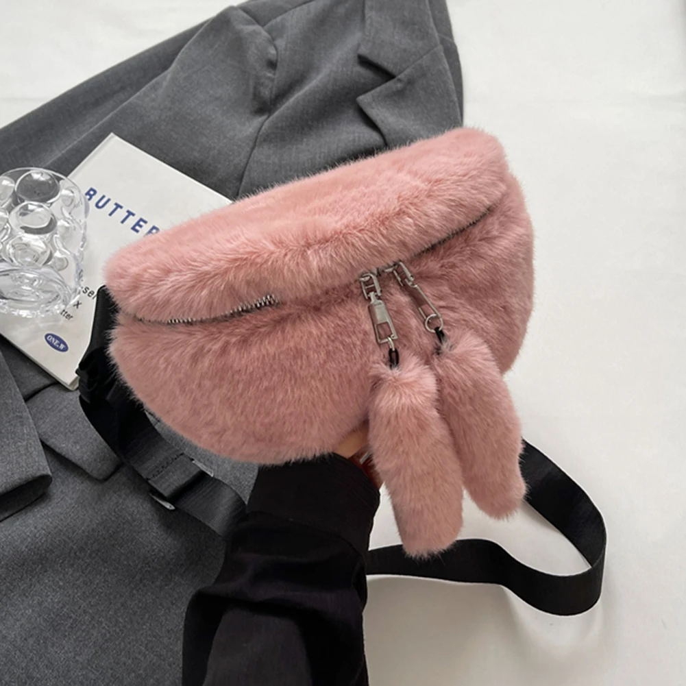 Women Winter Fluffy Fanny Pack Fashion Plush Waist Bag Designer Banana Purse Luxury Belt Bag Large Shoulder Crossbody Chest Bags