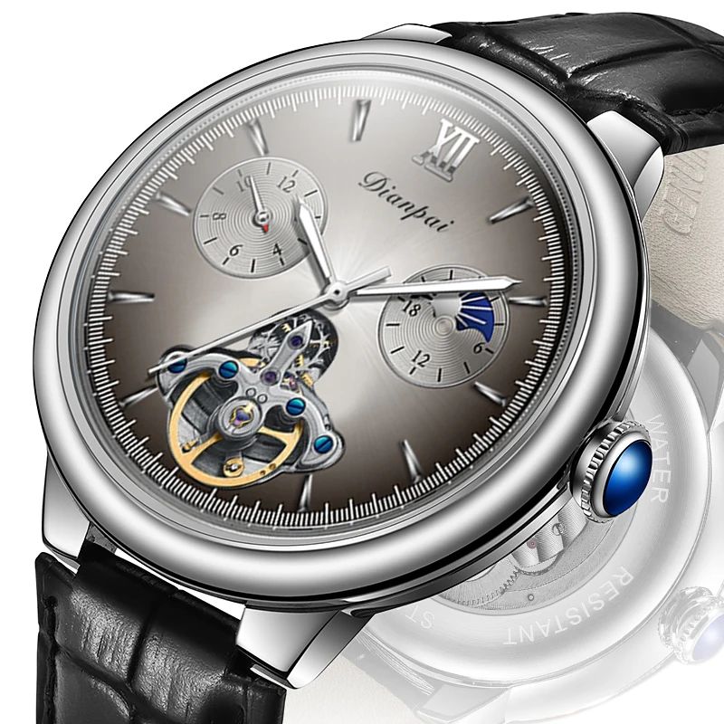 Dianpai Men's Fully Automatic Mechanical Watch Hollow Men's Famous Watch Sun, Moon, Stars, Waterproof Night Glow Watch