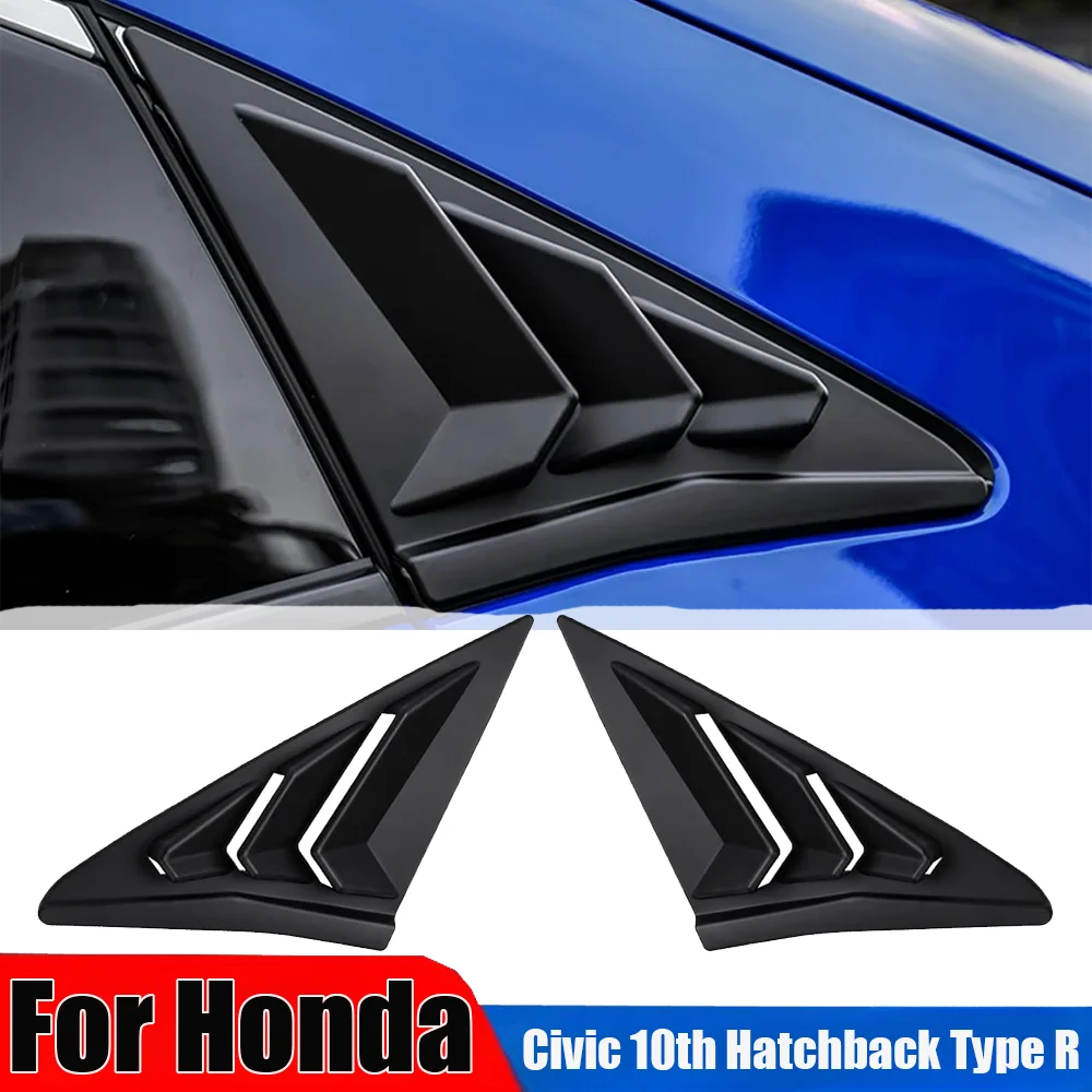 Car Rear Side Window Louvers Racing Style Triangular Window Glass Blinds For Honda Civic 10th Hatchback Type R 2021-2016