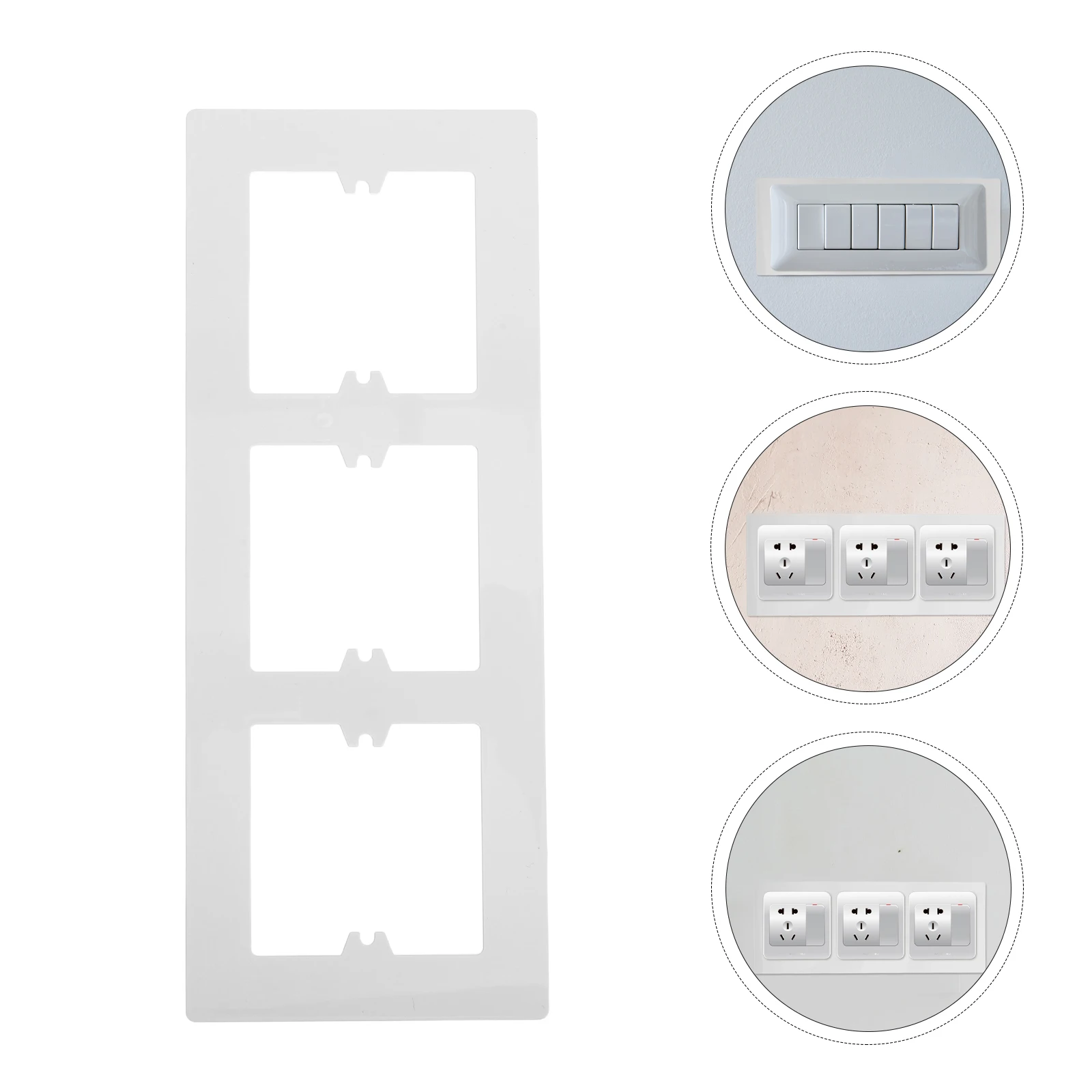 2 Pcs White Plug Socket Surround Solid Outlet Covers Switch Panel Blank Plate Electrical Rocker Wall Seamless Gaps