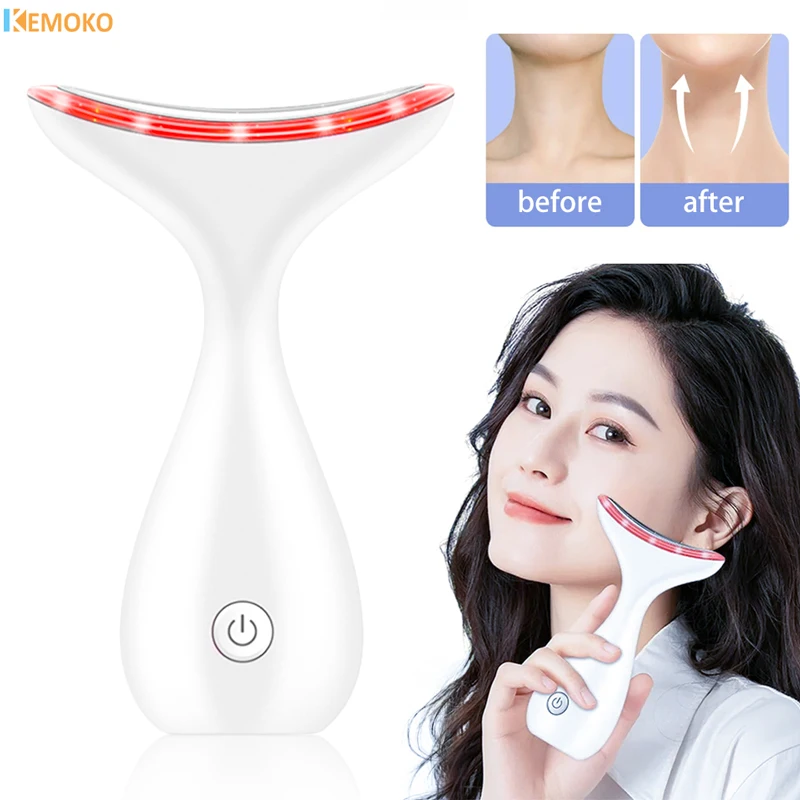 Neck Face Massager Anti Wrinkle Lifting Double Chin Remover Led Photon Therapy Skin Tighten Reduce Double Chin Beauty Device