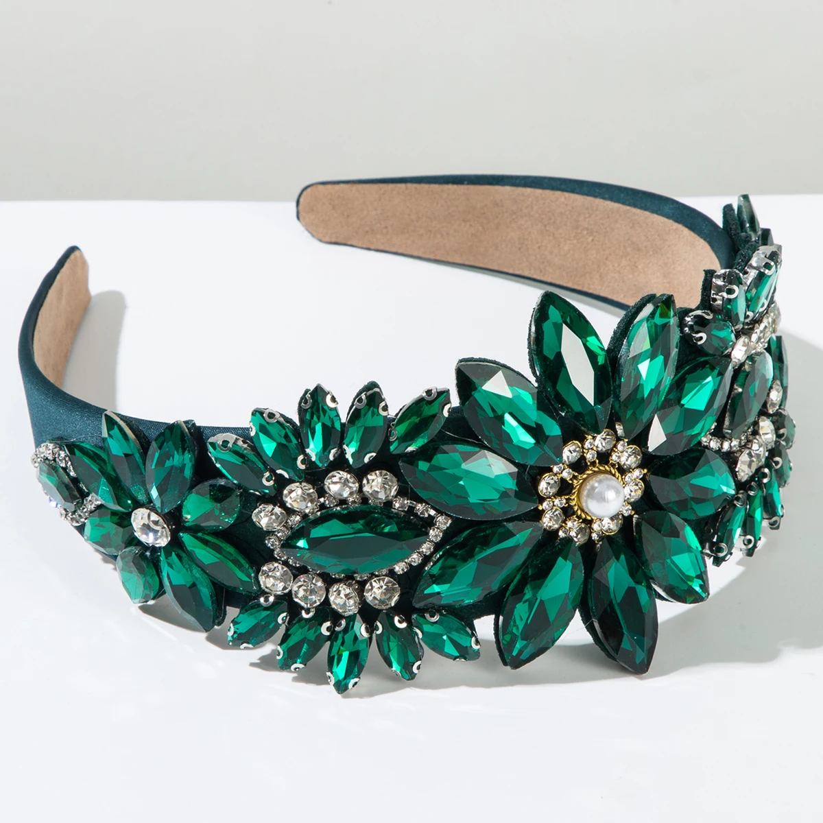 New Flower Headband For Women Baroque Style With Glass Diamonds Retro Wide Edge Headband Cross-border Hair Accessories Wholesale
