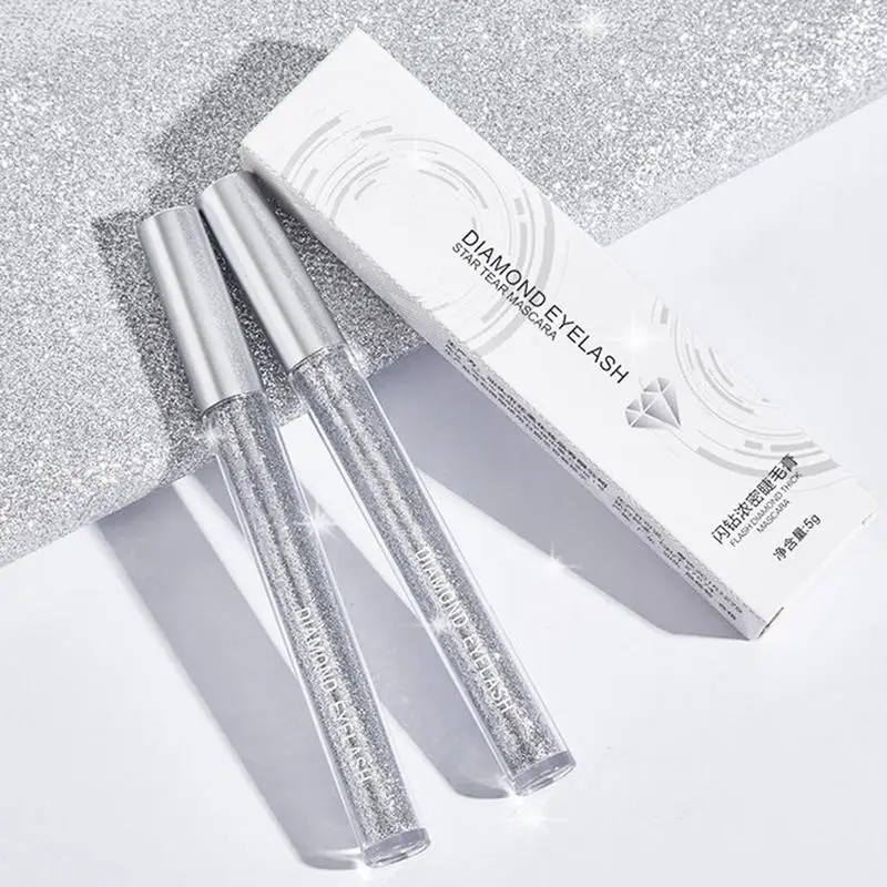 Diamond Mascara Glitter Mascara Quick-drying Film Broken Diamond Glitter Mascara Curling Eyelashes Thick Lengthening Mascara