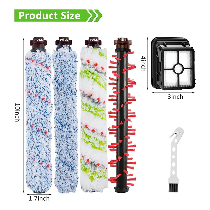 Replacement Spare Parts Accessories For Bissell Crosswave 2306A & 1785 Series, Vacuum Filter 1866, Multi-Surface Brush Roll 1868