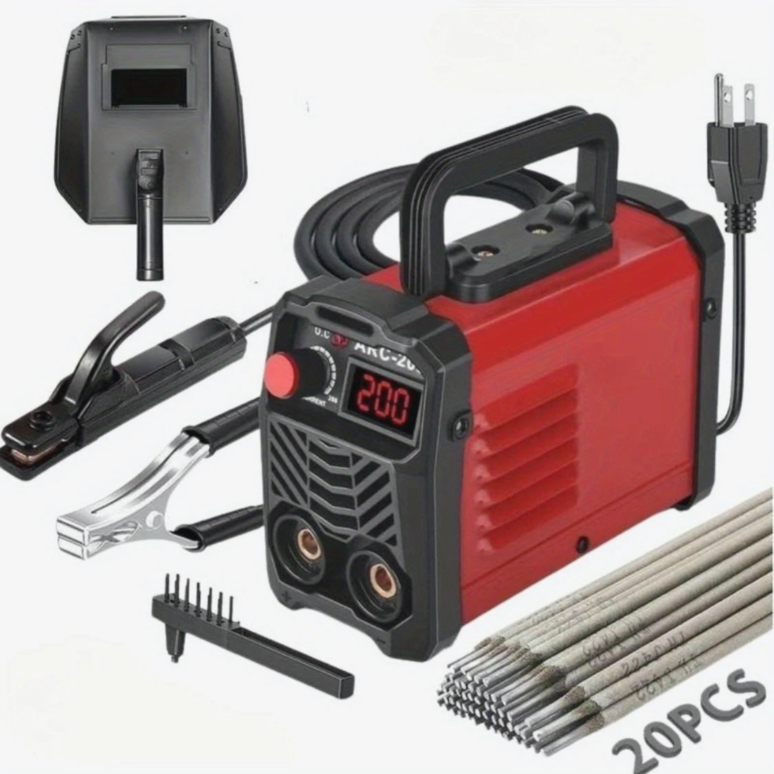 

200Amp 20PCS Rods Stick Welder, Portable Welding Machine with Hot Start Arc Force Anti-Stick for 1/16"-1/8" Rod ARC Welder
