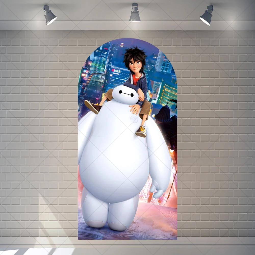 ديزني بيج هيرو 6 قوس غطاء خلفية هيرو حمادا بايماكس فريد بانر استحمام الطفل غرفة عيد ميلاد الأطفال الديكور ملصق #4