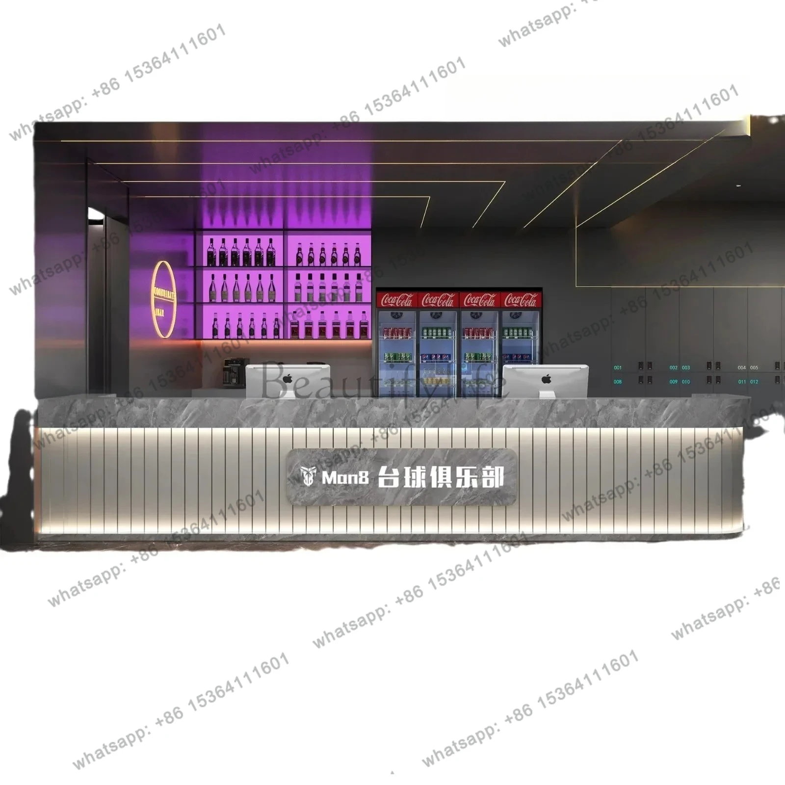 Industrial Billiards Hall Bar Restaurant Hotel checkout page Hotel gym Reception desk Reception desk