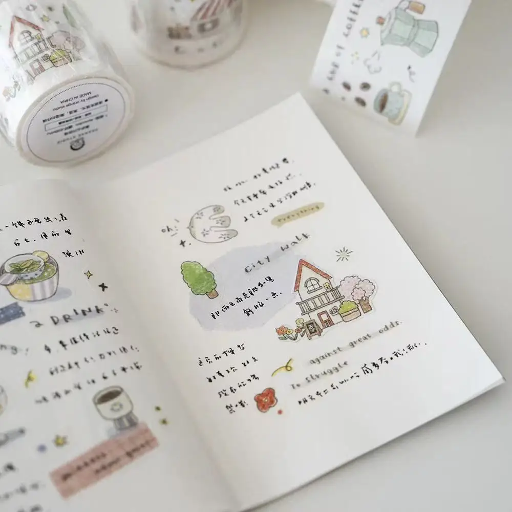 Orange Studio Vintage Home Coffee Washi PET Tape Planner DIY Card Making Scrapbooking Plan Decorative Sticker