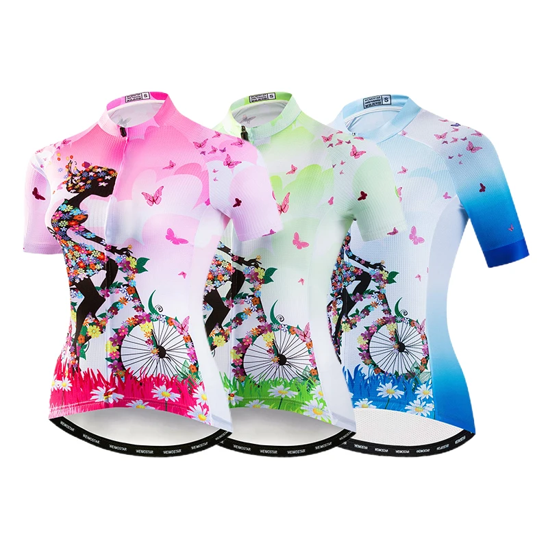 

Cycling Jersey Women Summer Short Sleeves Cycling Clothing Breathable and Quickdry Women's MTB Biking Clothes with Pockets