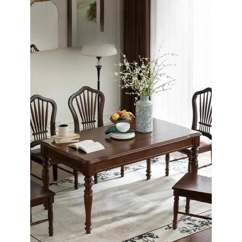 Arc edge dining table, American dining table solid rectangular all solid ash wood light luxury pure solid