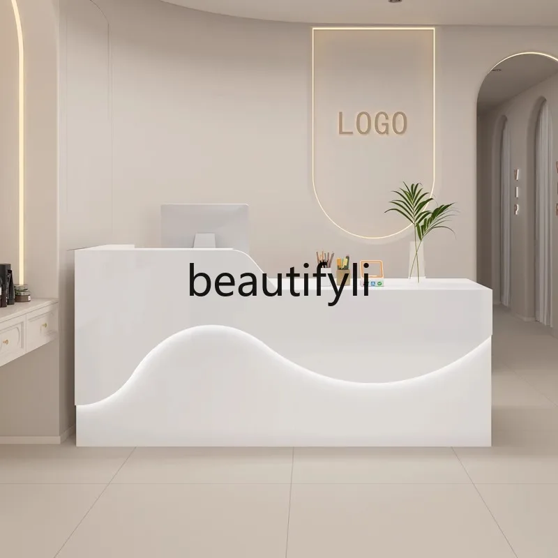 현대적인 래커 바 테이블 회사 프런트 데스크 접수 계산대 소형 이발소 미용실 카운터