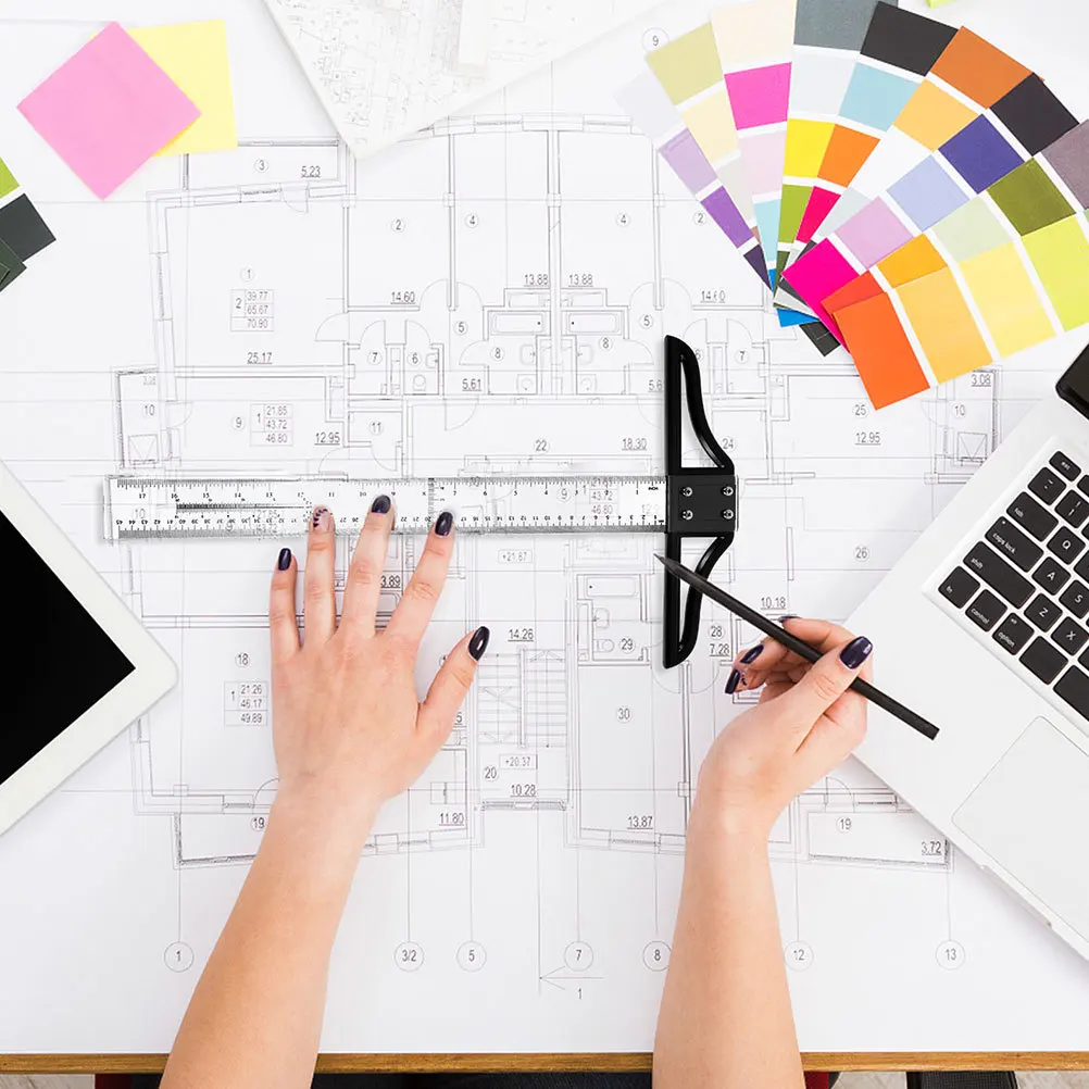 Regla para medición, marcado de precisión, regla en T, herramienta de medición, instrumento de dibujo portátil, acrílico Abs resistente