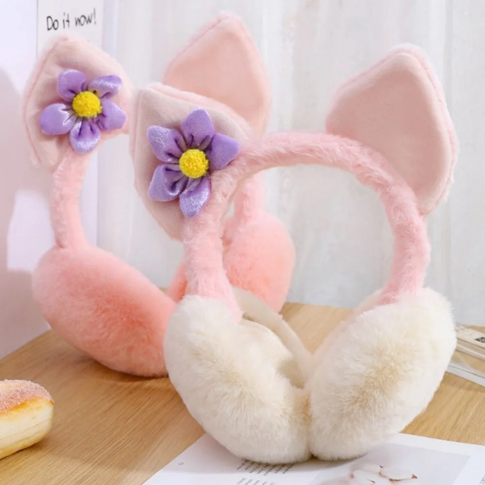 Creative Cute Cartoon Cat Rabbit Ear Warm Earmuffs Plush Soft Ear Cover Cold Protection Keep Warm Windproof Ear Cap Women