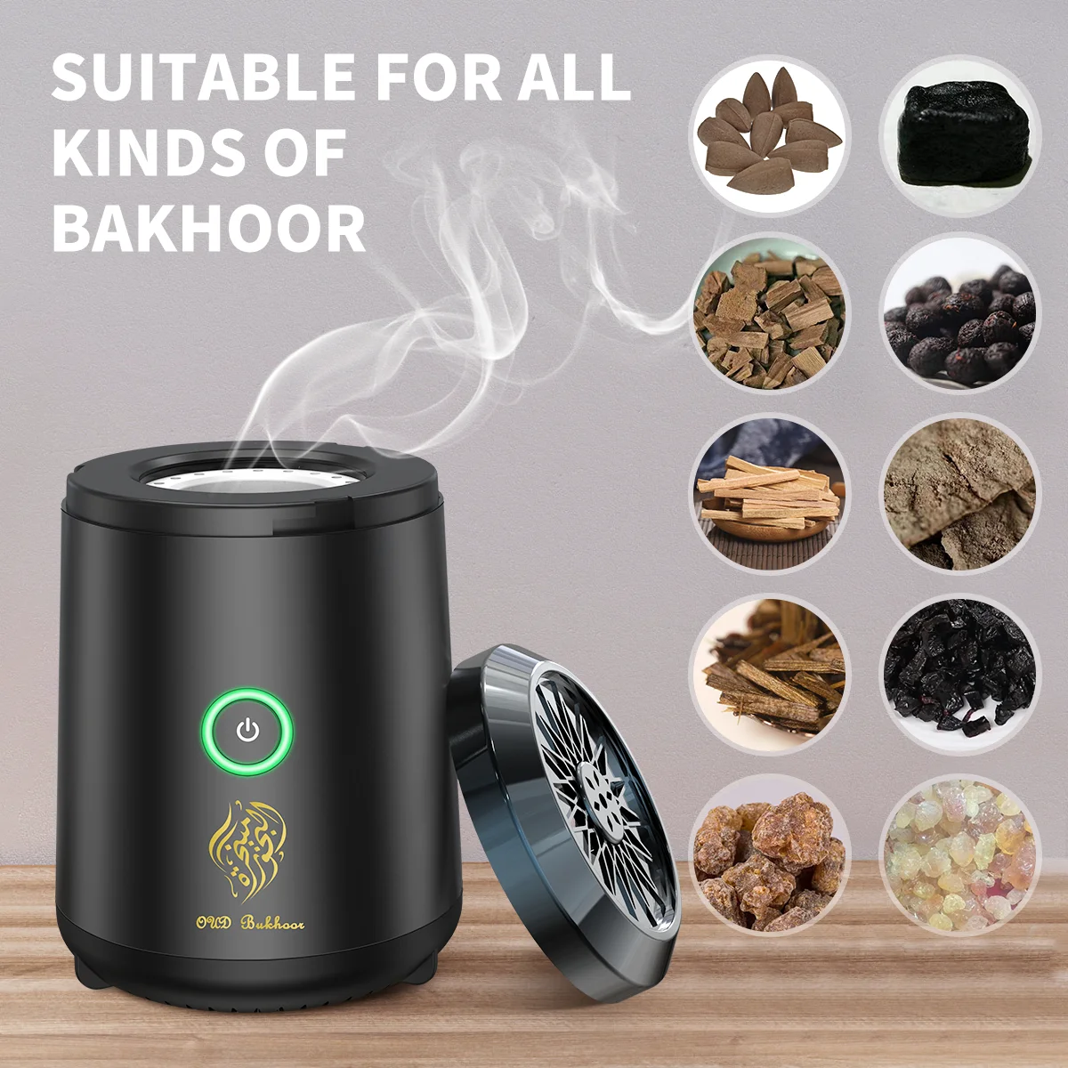 Electric Bakhoor Ramadan Dukhoon Arabic Aroma Diffuser For Home Office Car Rechargeable Portable Mini USB Power Incense Burner