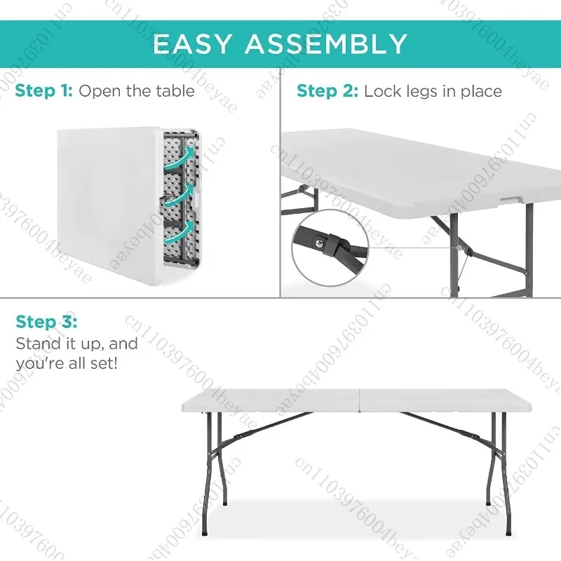 Heißer Verkauf, quadratisch, tragbar, 1,8 m, 180 cm, HDPE-Kunststoff, weiß, rechteckig, Klapptisch mit pulverbeschichteten Stahlbeinen für BBQ-Camping