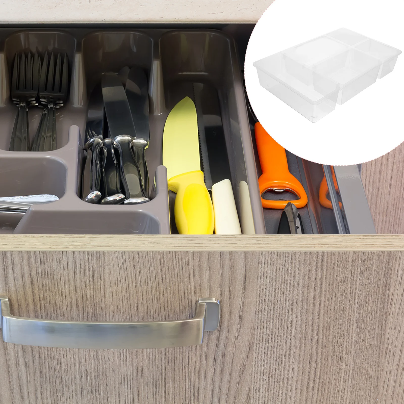 

Cutlery Storage Drawer Organizer Large Capacity Transparent PP Grid Kitchen Utensils Tray Silverware Holder Tableware Plates