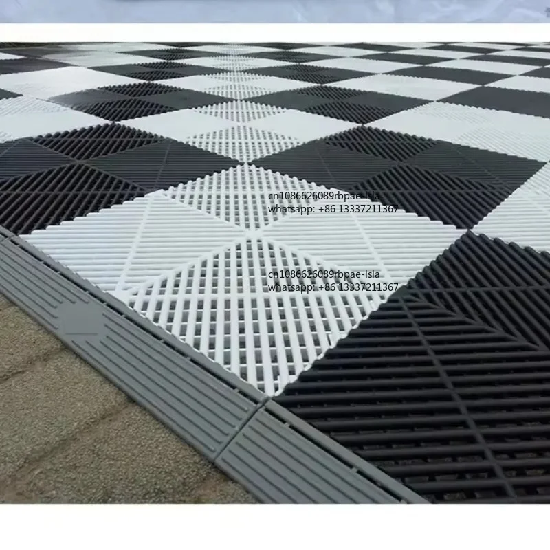 Rigid Modular Colorful Interlocking PP Garage Floor Tiles Plastic Garage Flooring  for Car Detailing Shop Workshop