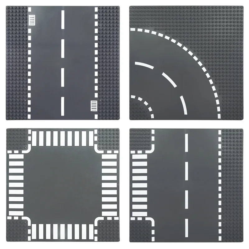 Bloc de Construction de route classique 32x32 32 points, plaque de Base, vue sur la ville, figurines de route, jouets de Construction, plaques de Base de rue en plastique
