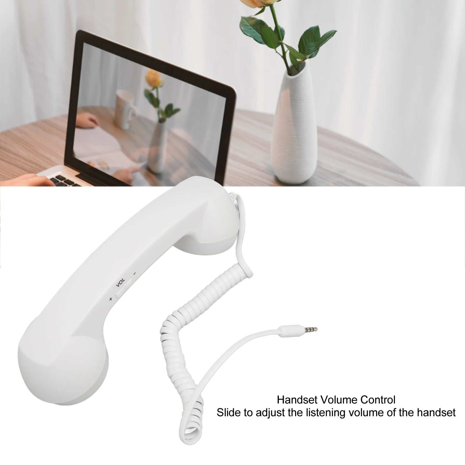 Cell Phone Handset 3.5mm Plug One Button Answering Handheld Phone Receiver Radiation Proof Clear Sound for Smartphone