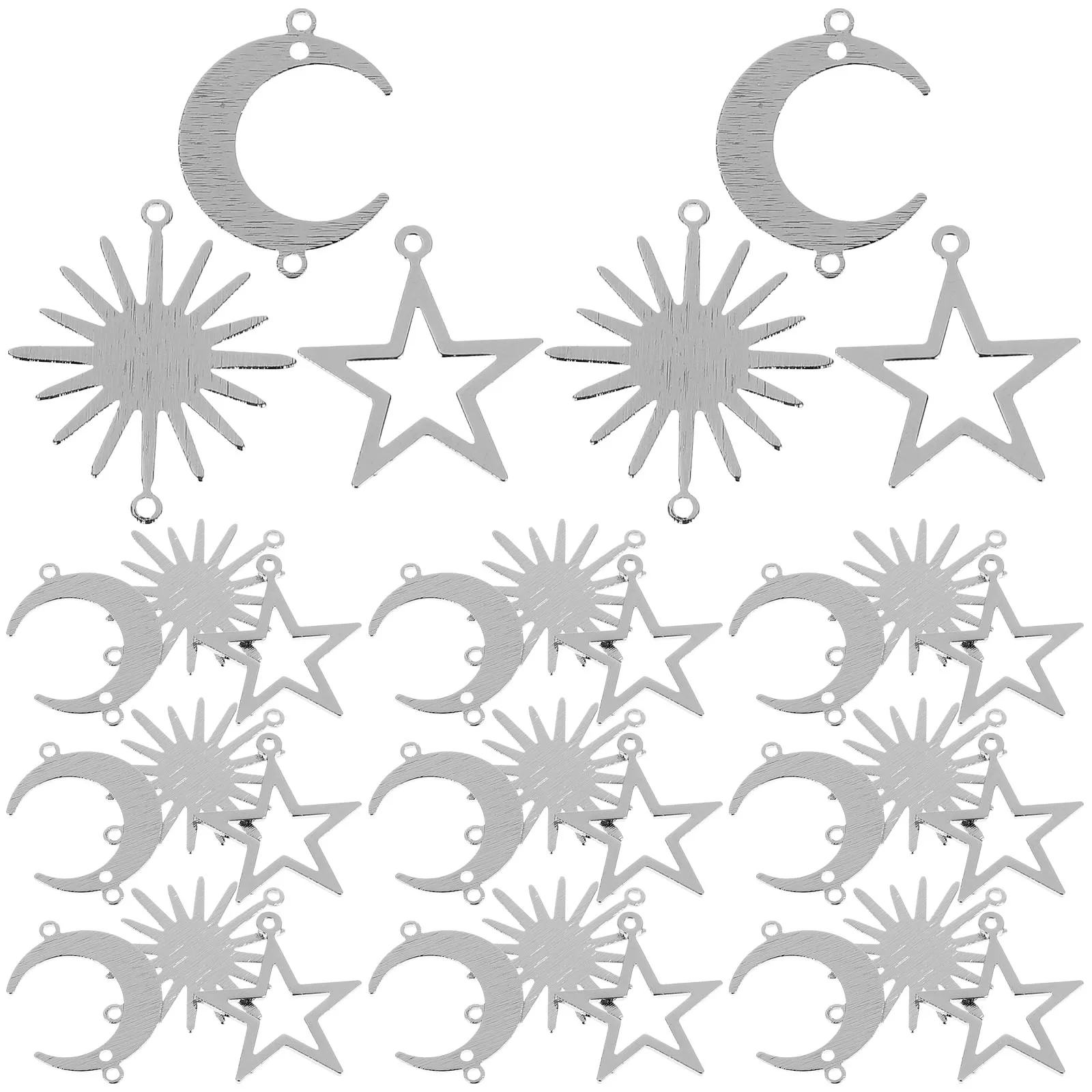 

30 Pcs Geometric Hollow Pendant Making Moon Star Charm Jewelry Tiny Charms Crafts