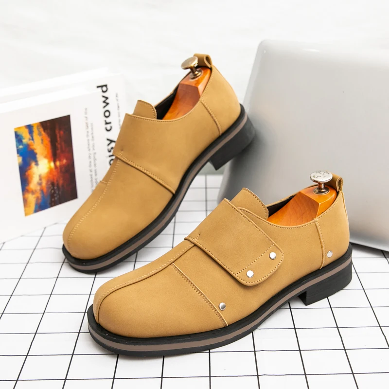 

British Style Business Loafers Man Fashion Strap Gentlemen's Social Shoes Plus Size 46 Leather Formal Shoes Men chaussures homme