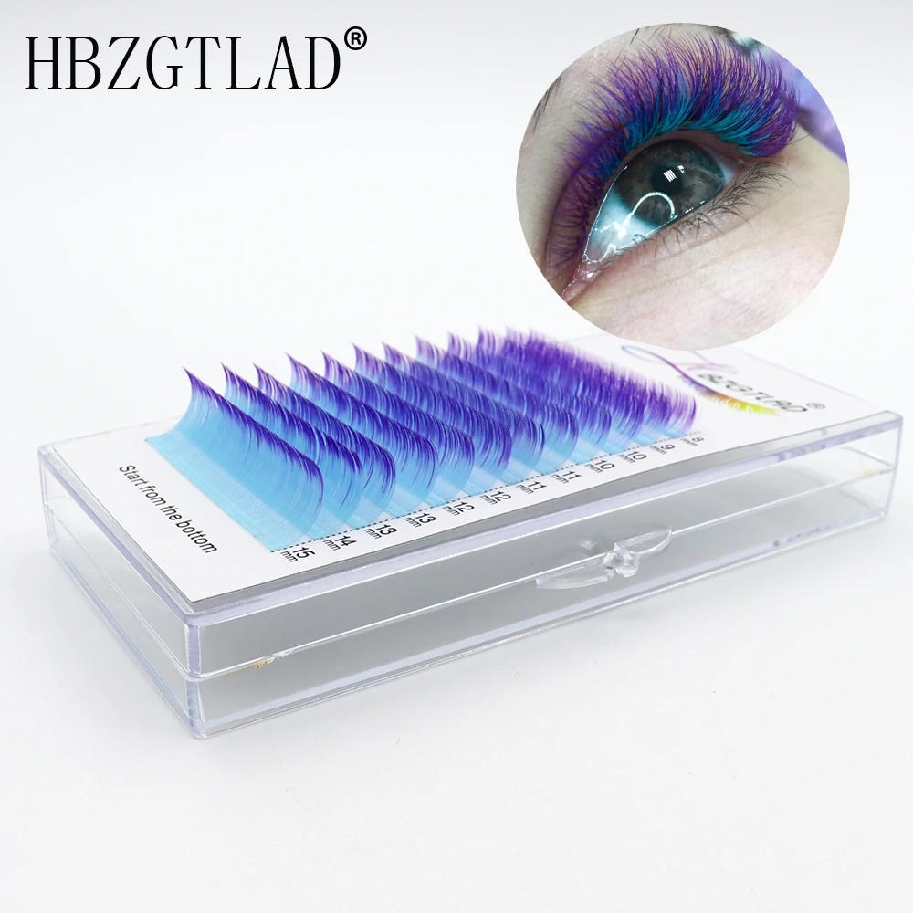 HBZGTLAD-extensiones de pestañas postizas de Color arcoíris, mezcla Individual de colores, visón Natural suave, maquillaje (mezcla de 8-15mm)